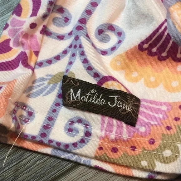 Matilda Jane Printed Adventure Begins Breathe Deeply Tunic Tank Top Size Medium - Picture 10 of 11